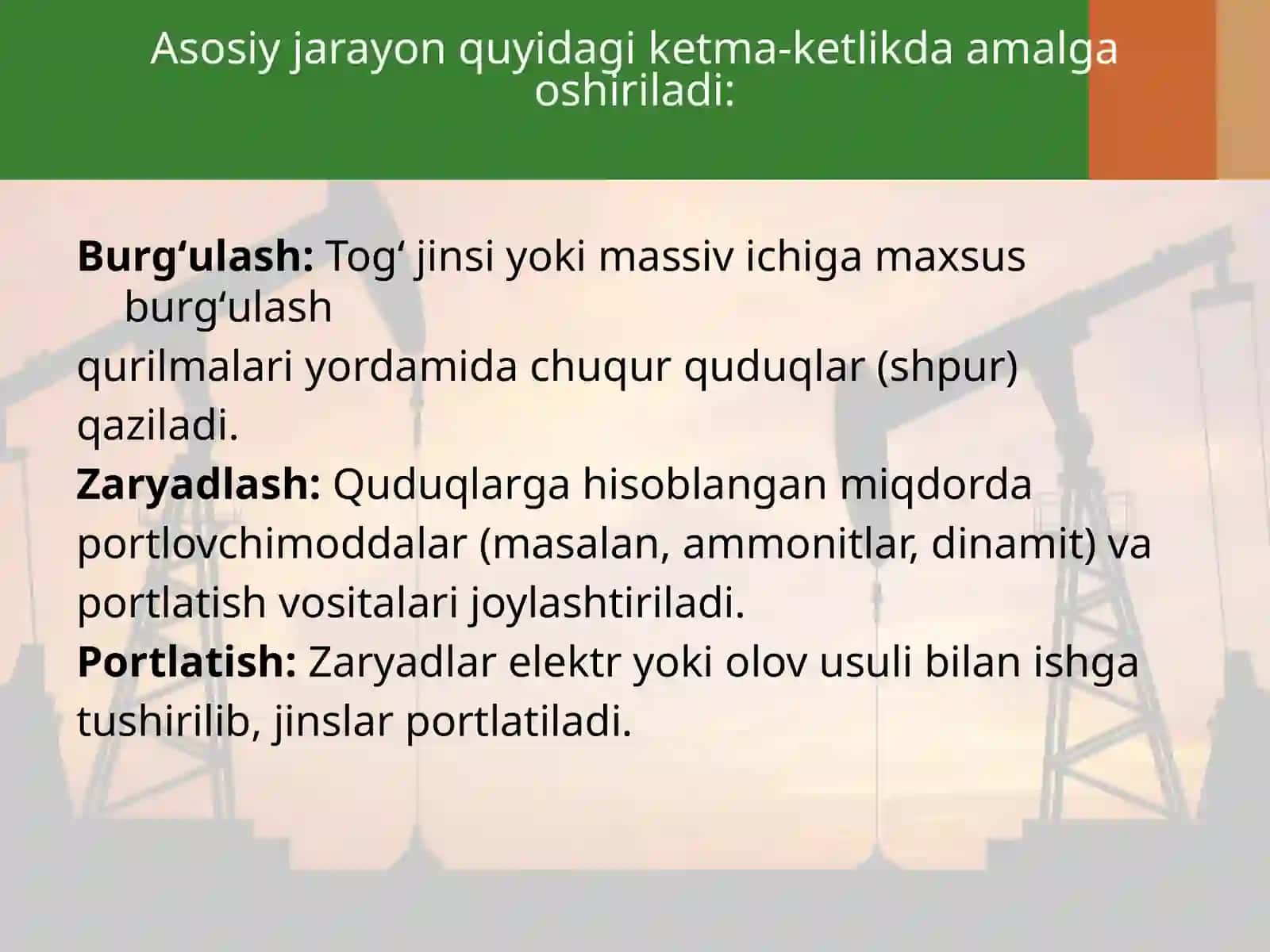 Chiqarib tashlashga muljallangan portlatish ishlari xakida asosiy ma`lumotlar 4