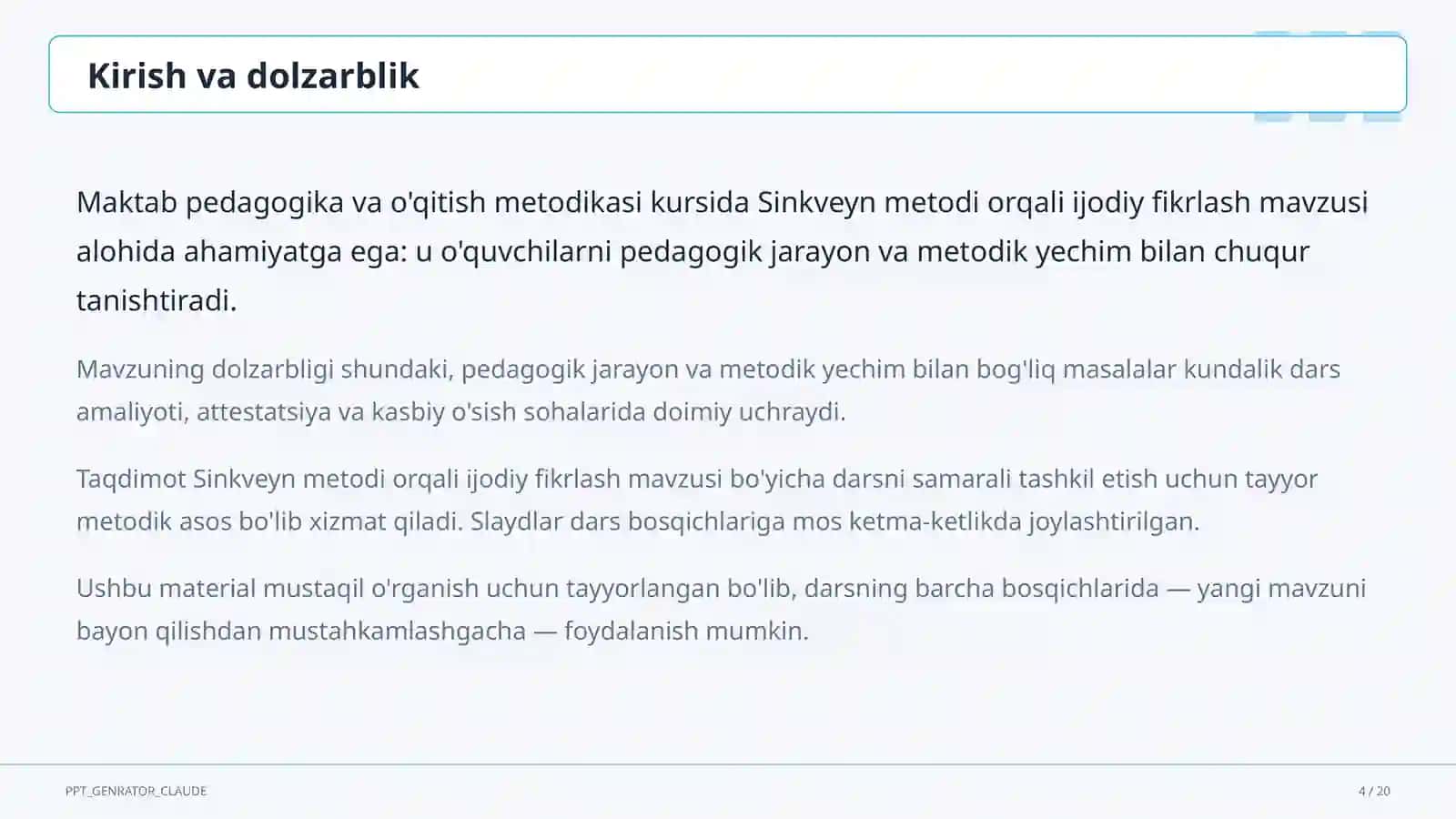 Sinkveyn metodi orqali ijodiy fikrlash 4