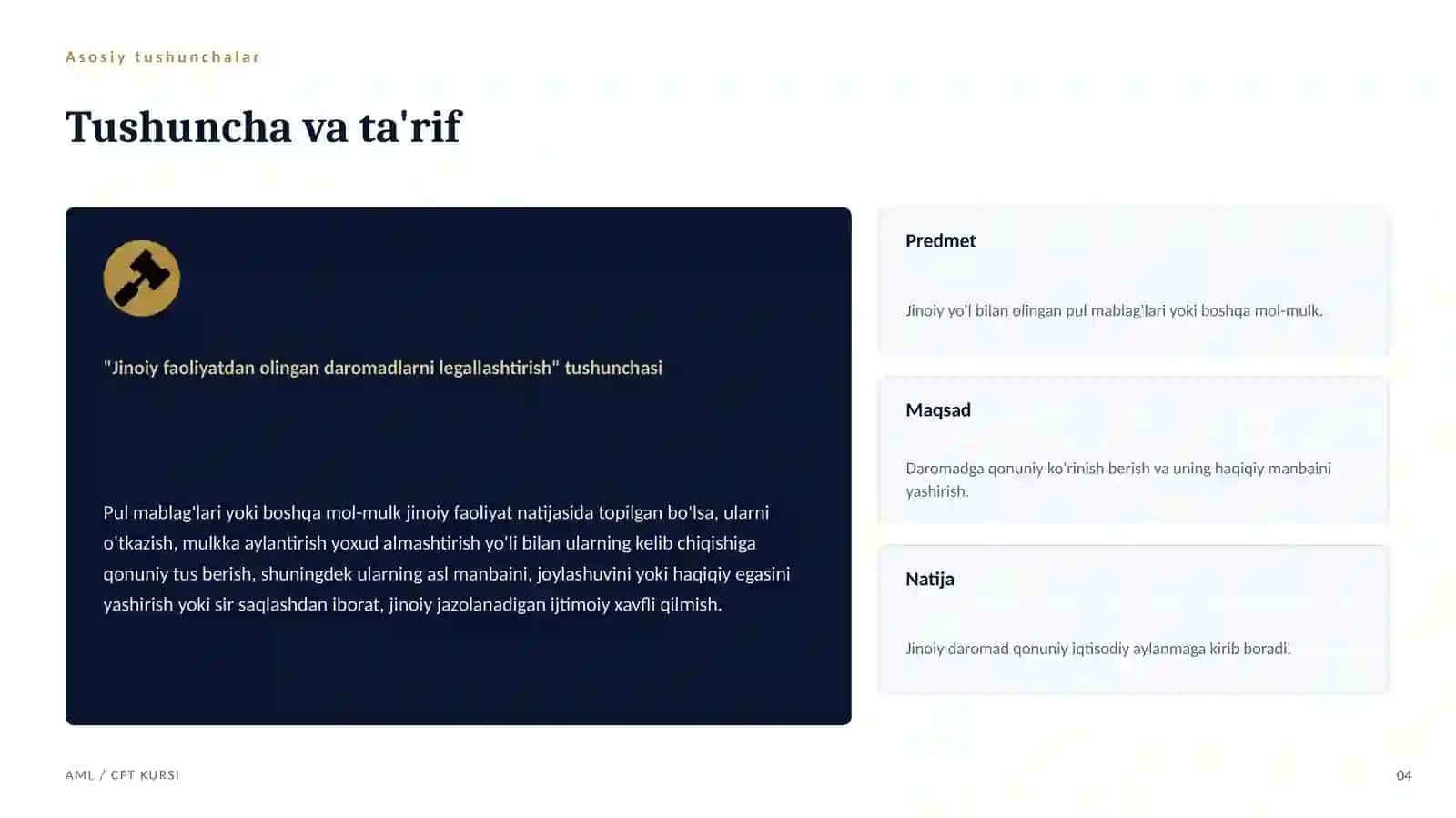 AML / CFT ASOSLARI KURSI 4
