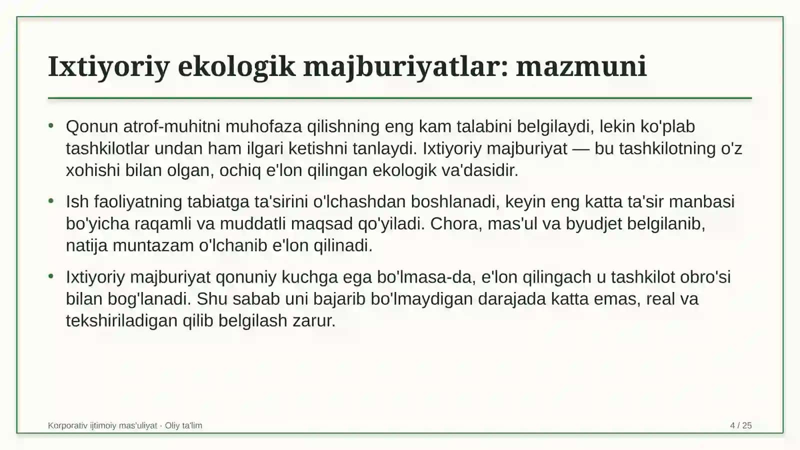 botanika bog'larida atrof muhitni muhofaza qilish bo'yicha ixtiyoriy majburiyatlarni qabul qilish 4700 4