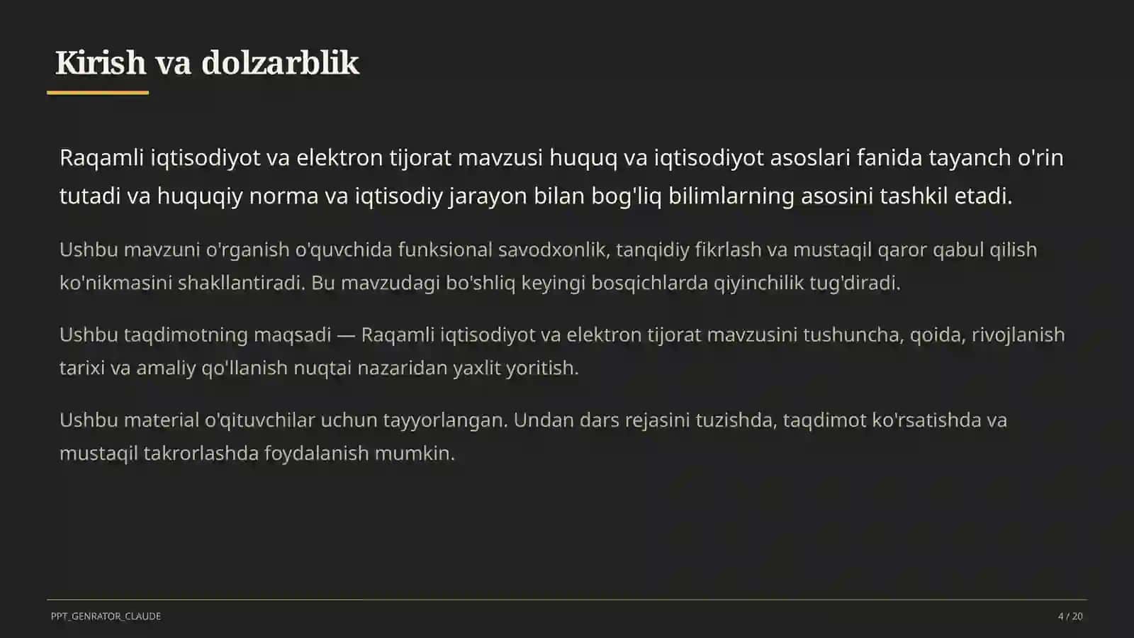Huquq va iqtisodiyot asoslari (9–11) — o'qituvchilar uchun 4