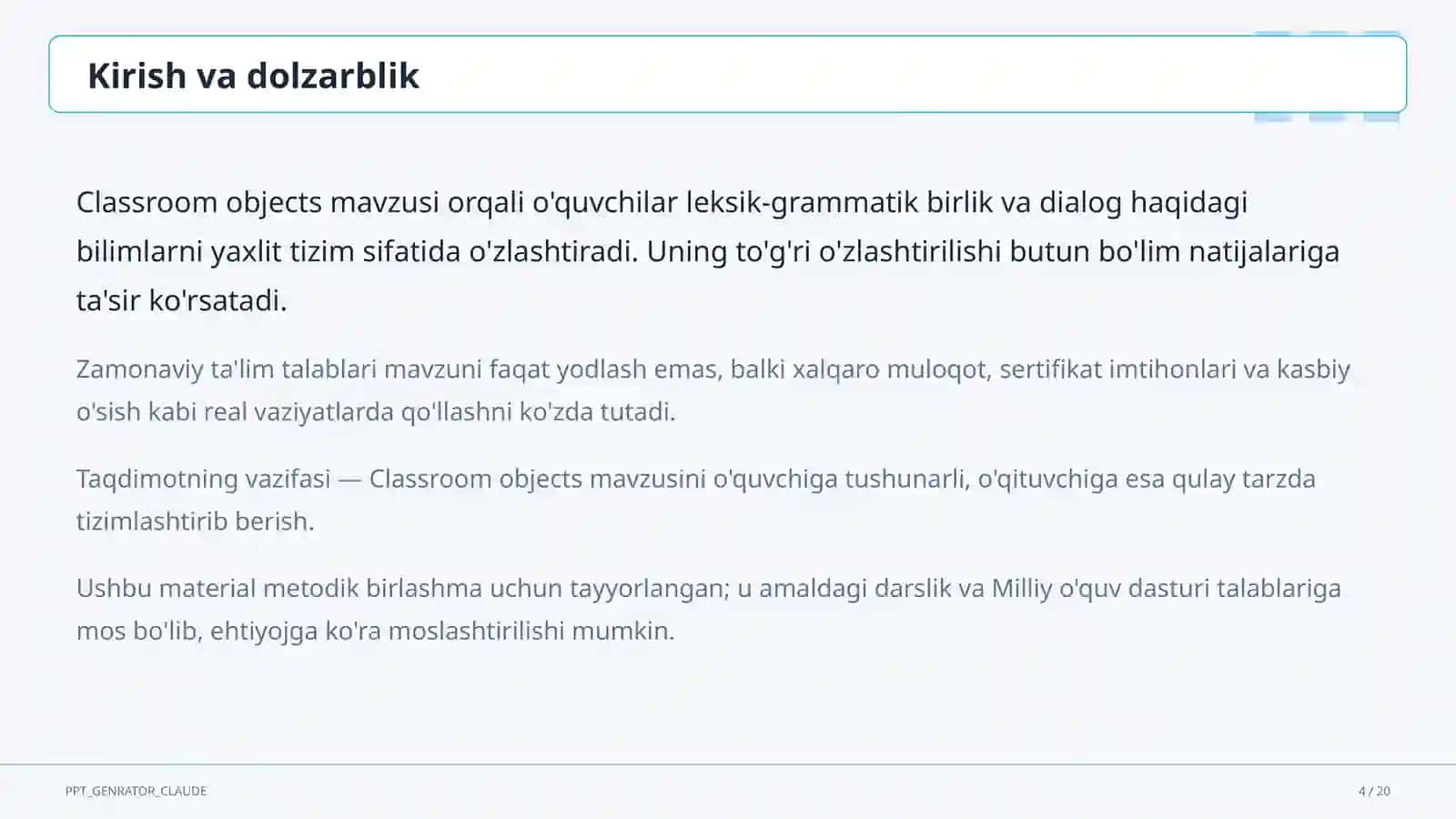 Classroom objects (2-sinf) 4
