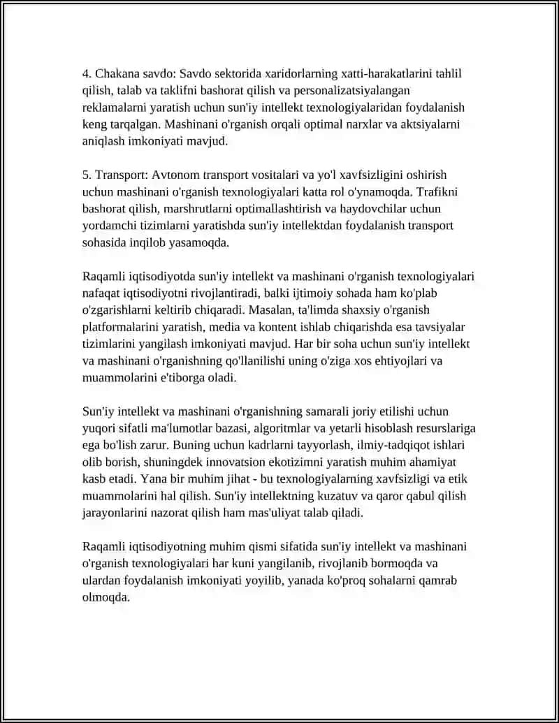 Sun'iy intellekt va mashinani o'rganish texnologiyalari 4