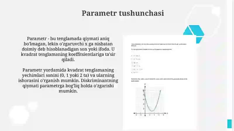 Parametrli kvadrat tenglamalar 4