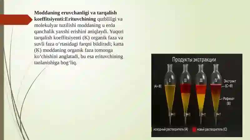 Ekstraksiya mexanizmining organik erituvchi tabiatiga bog‘liqligi 4