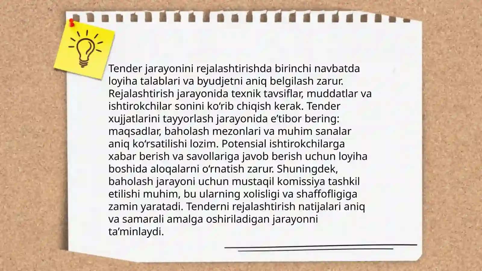 Tender hujjatining tartibi. Tender hujjatini ishlab chiqish tartibi 4