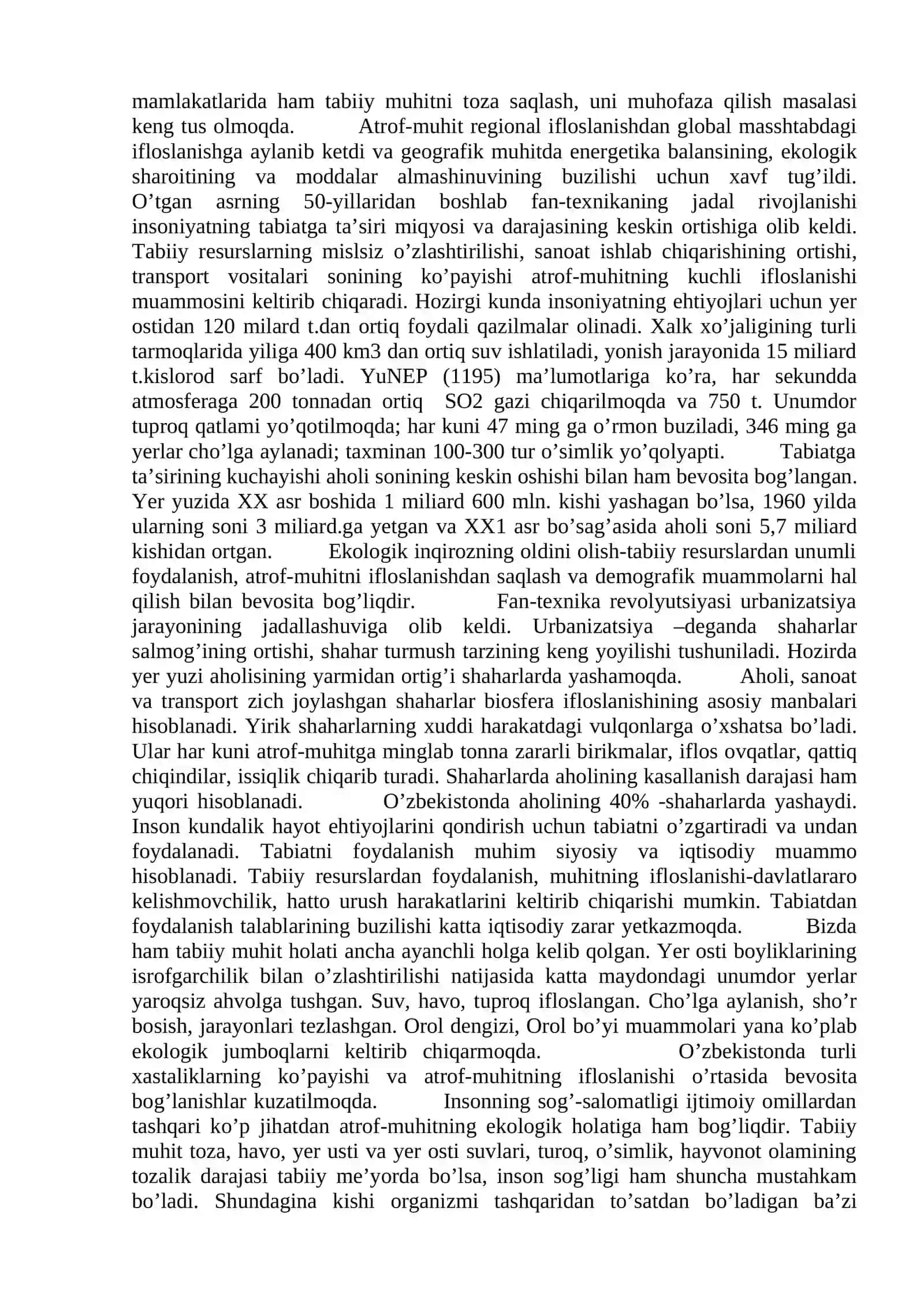 TABIATNI MUXOFAZA QILISHNING EKOLOGIK TAMOYILLARI 4