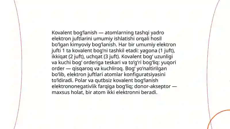 Kimyoviy bog'lanish turlari 4