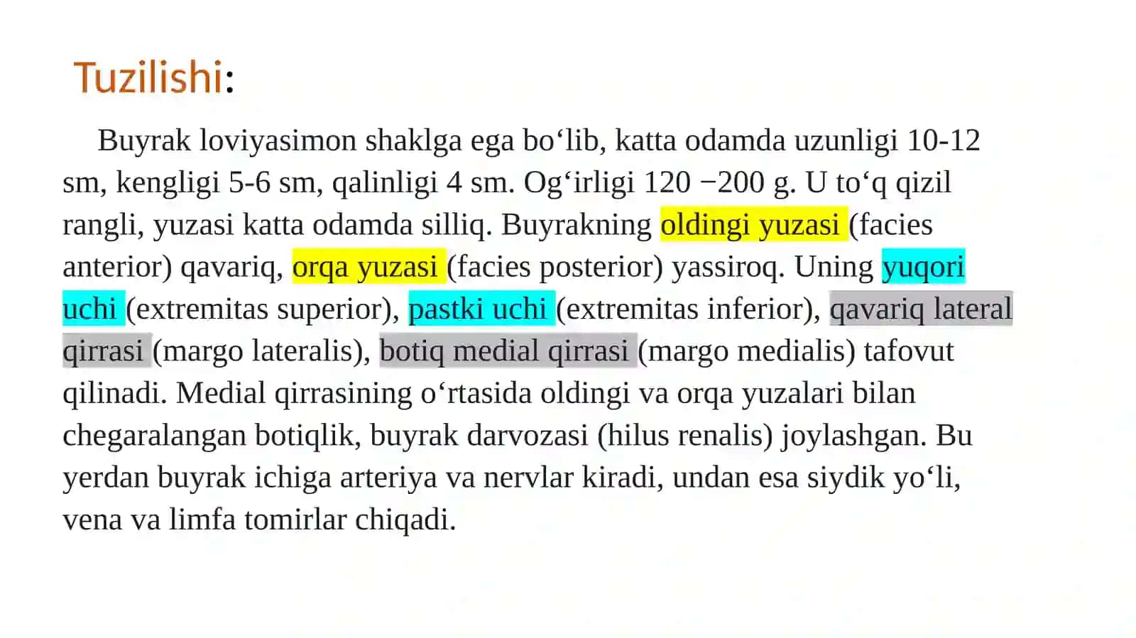 Buyraklar faoliyatining boshqarilishi. ichki muxitning tarkibi va xajmi, boshqarishida buyraklarning ahamiyati. Siydik konsentratsiyasi va xujayralararo suyuqlikni boshqarilishi. Fiziologiya 4