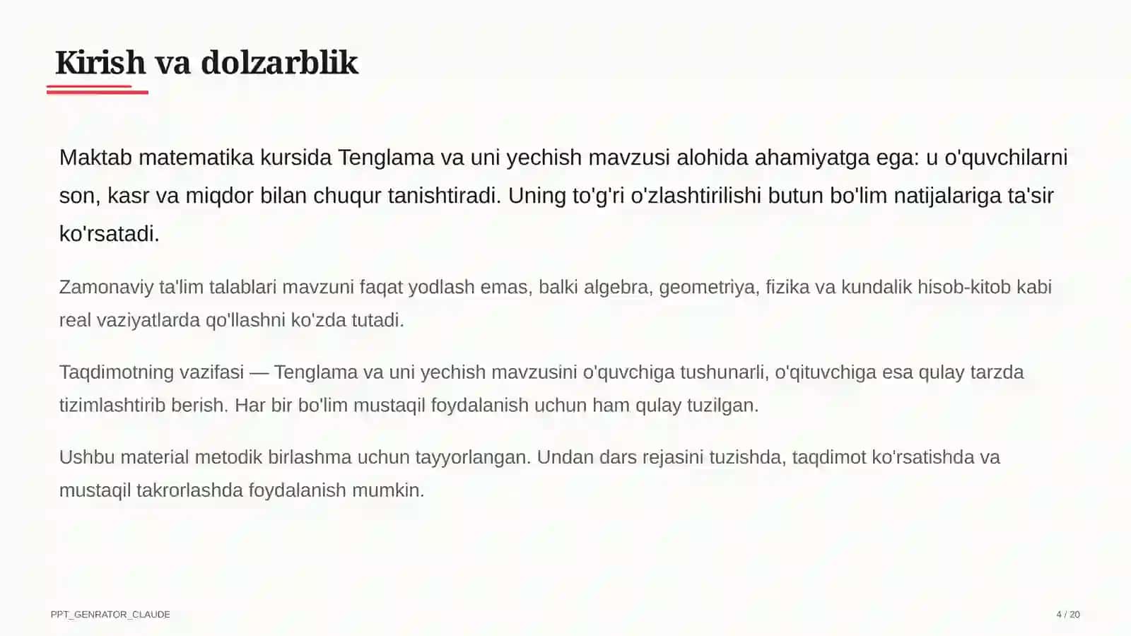 Matematika (5–6) - Tenglama va uni yechish (5-sinf) 4