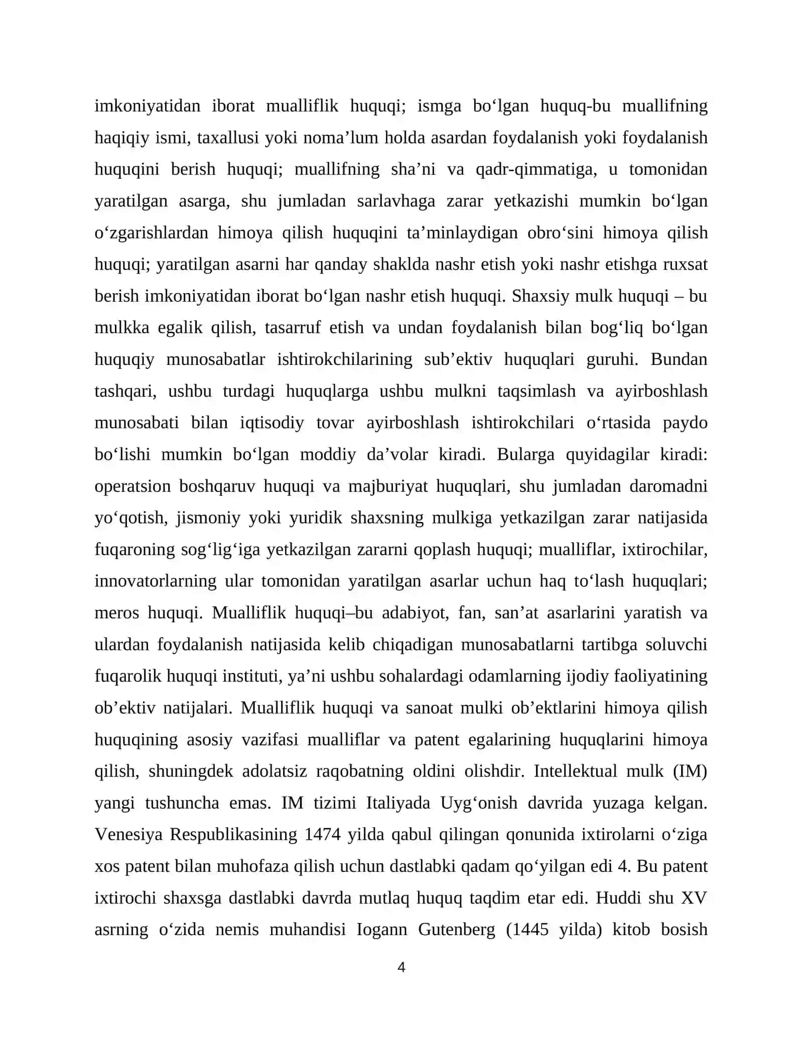 Patent tizimi va intelektual mulk huquqi: Milliy va xorijiy tajriba 4