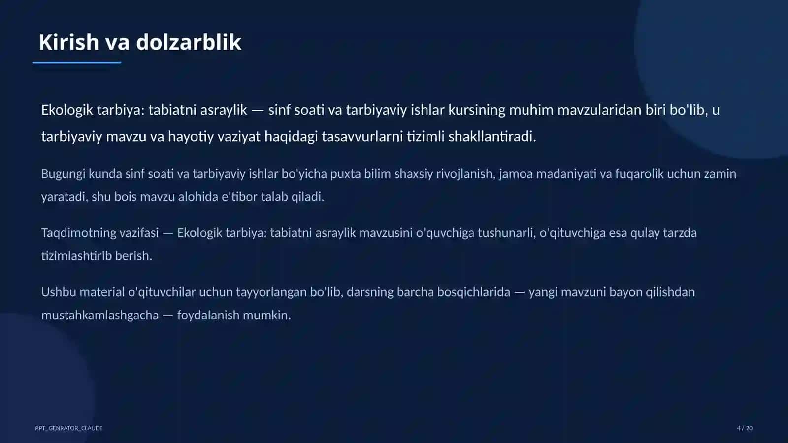 Ekologik tarbiya: tabiatni asraylik 4