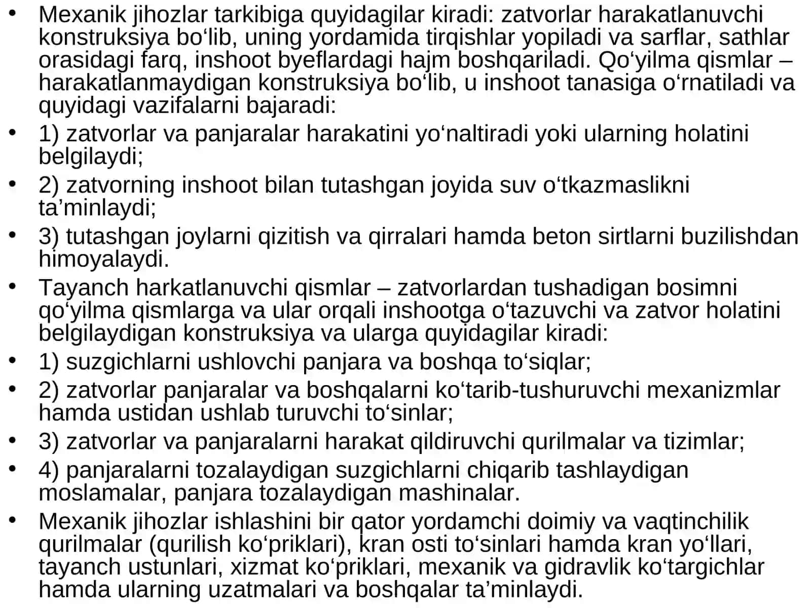 Gidrotexnika inshootlarining mexanik jihozlari to‘g‘risida umumiy ma’lumotlar 4