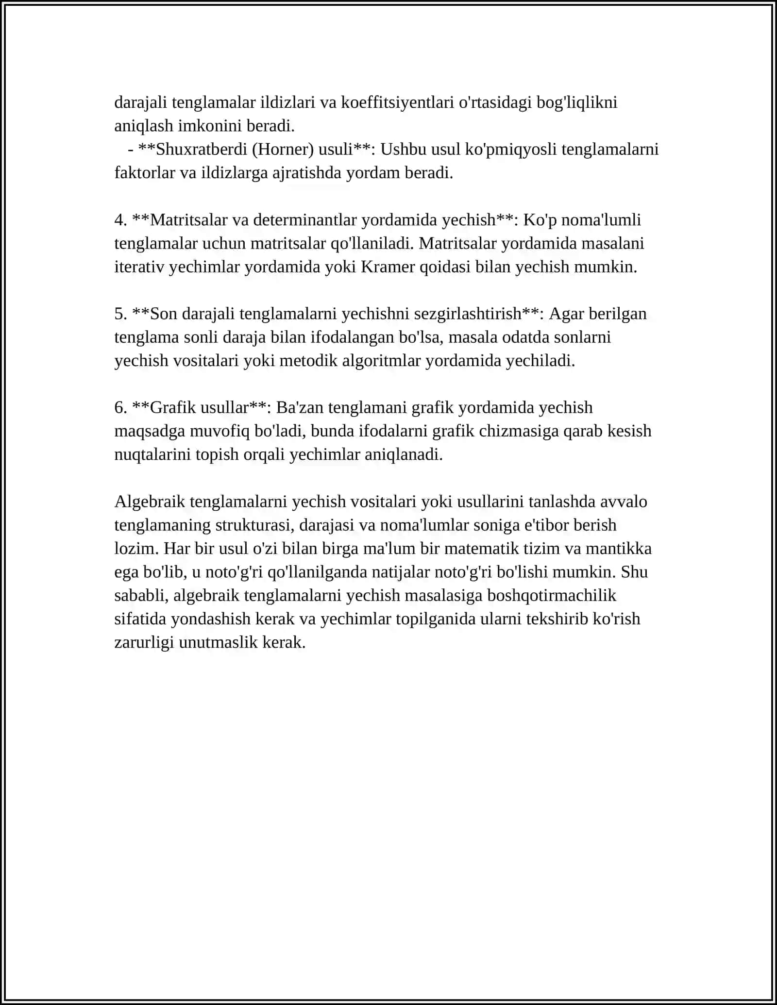 ALGEBRAIK VA TRANSSENDANT TENGLAMALARNI TAQRIBAN YECHISH USULLARI 4