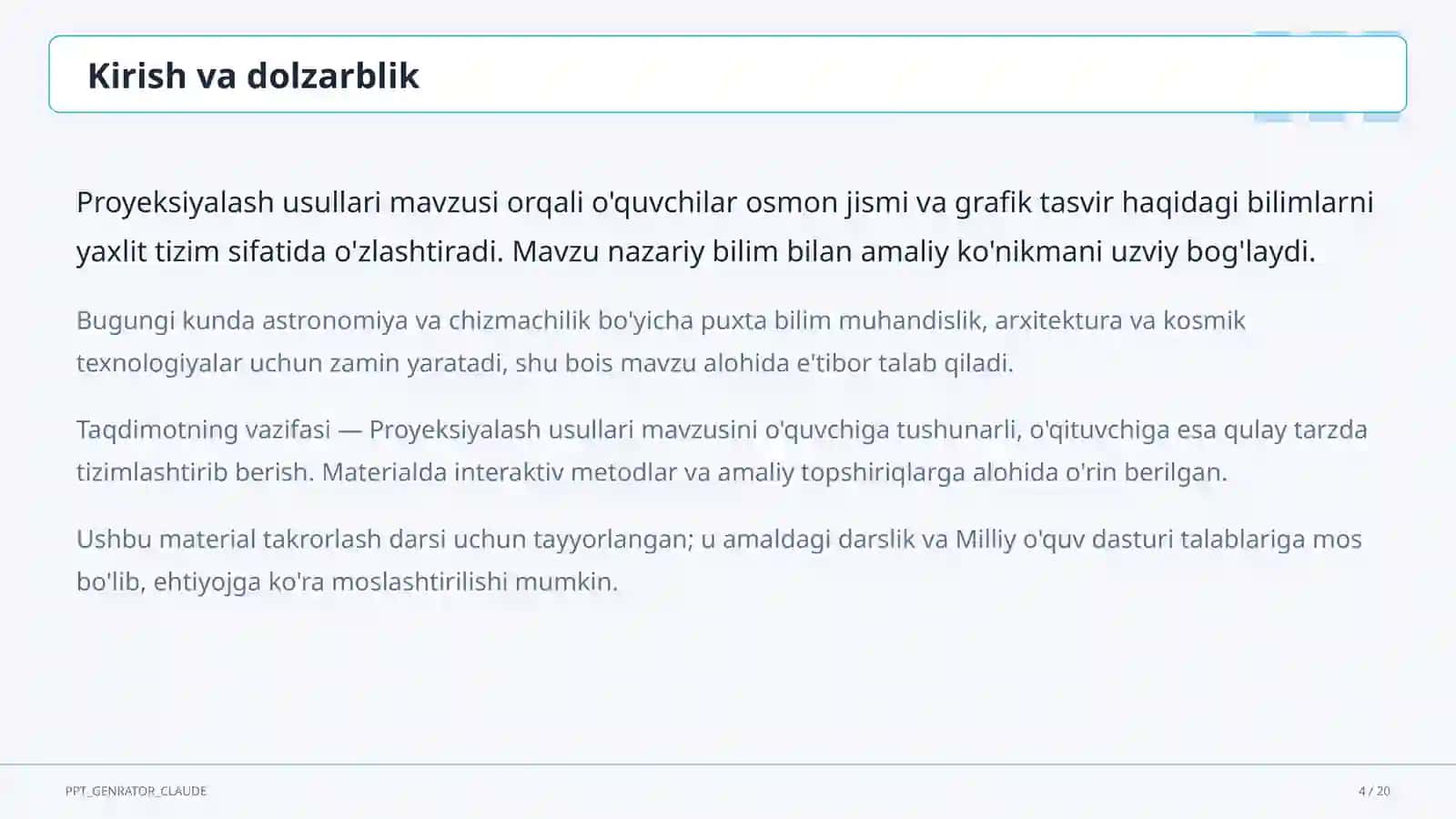 Proyeksiyalash usullari (8-sinf) 4