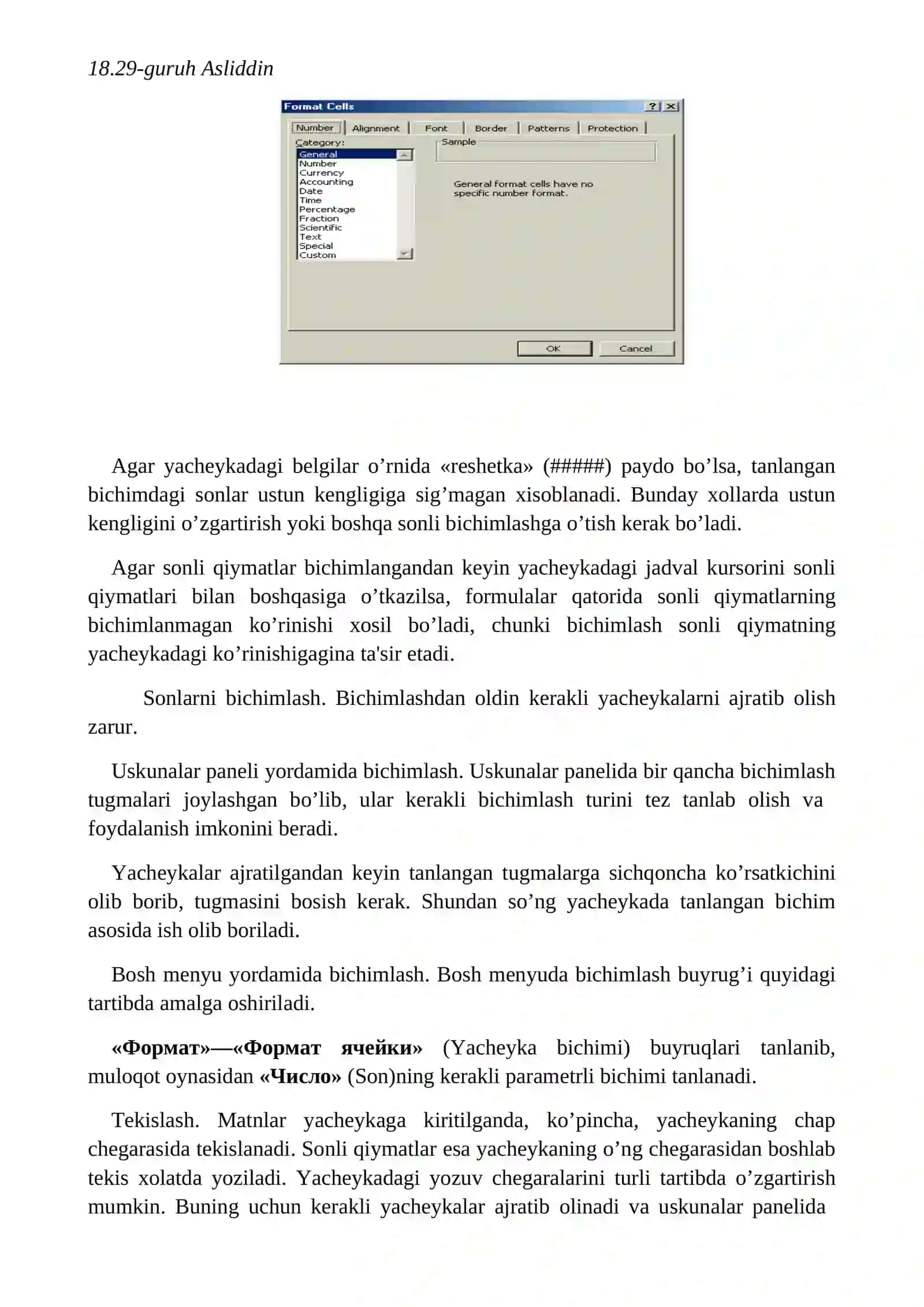 MICROSOFT EXCEL dasturi 4