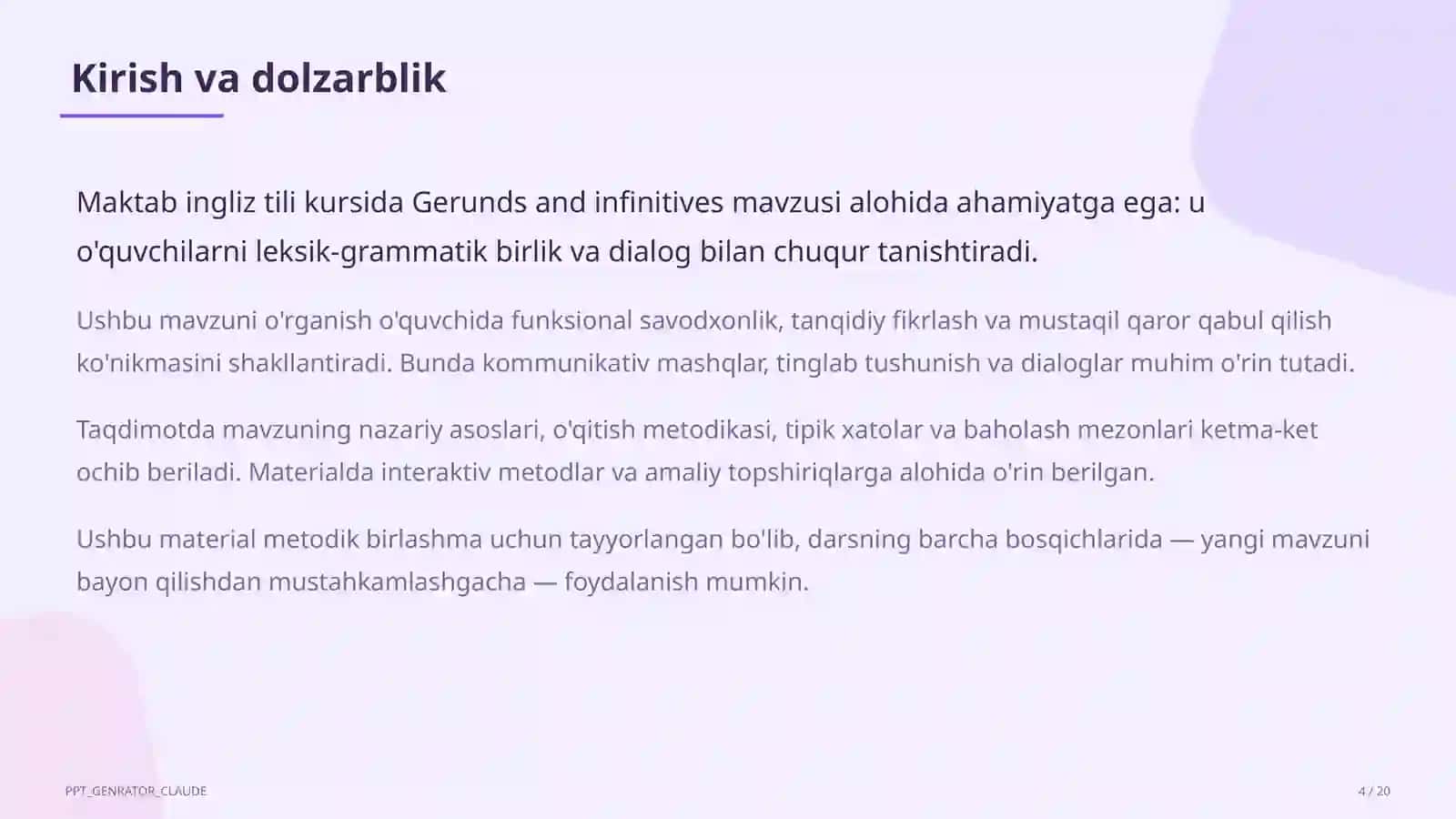 Gerunds and infinitives (11-sinf) 4