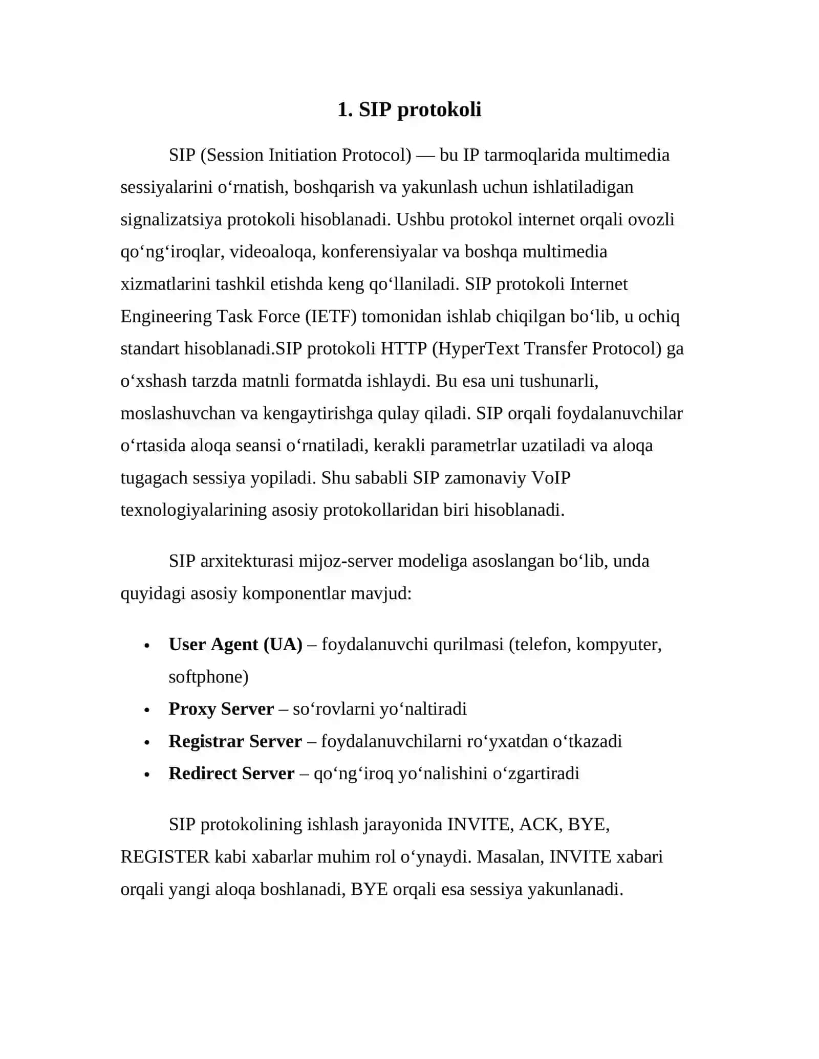 SIP, SIP-T, H.323 protokollari 4