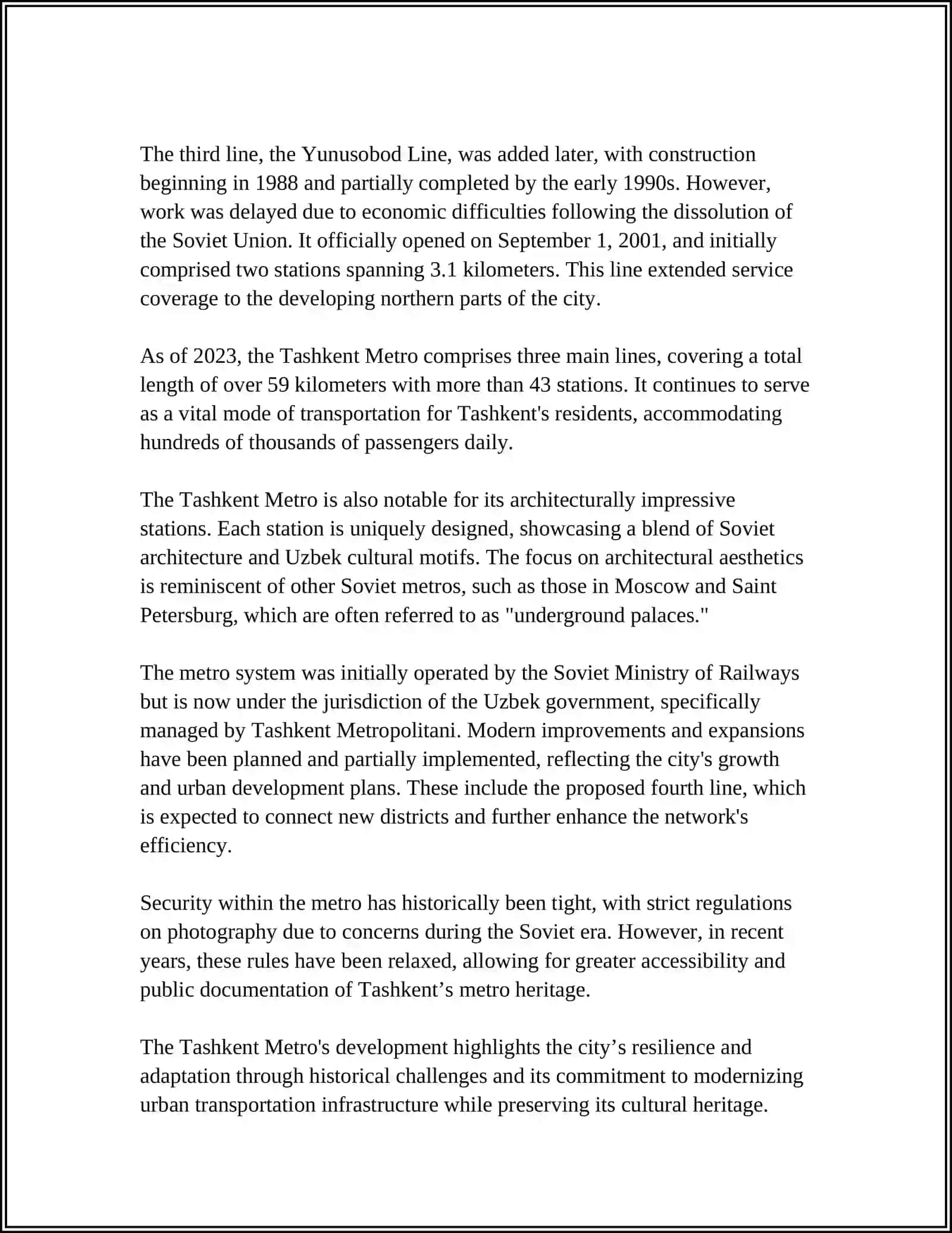 TASHKENT METROPOLITAN 4