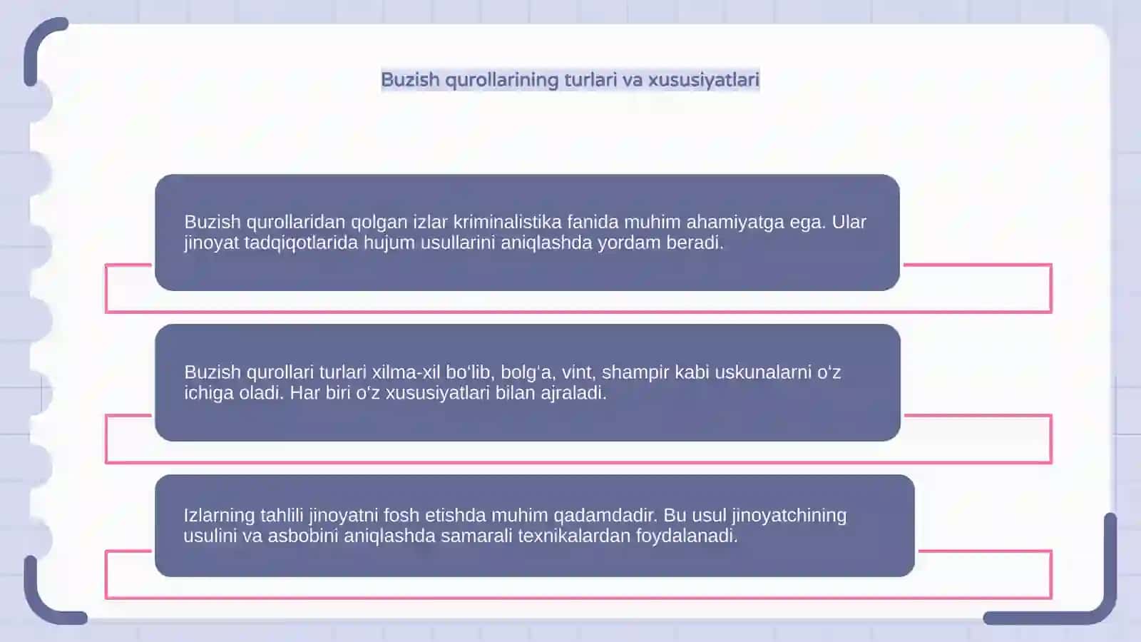 Kriminalistika fanida buzish qurollaridan qolgan izlar 4