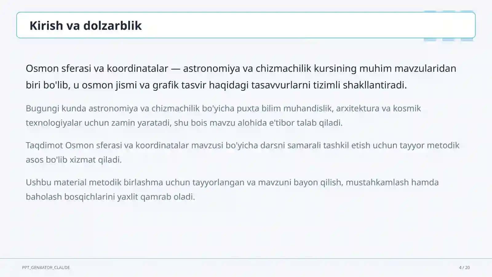 Osmon sferasi va koordinatalar (10-sinf) 4