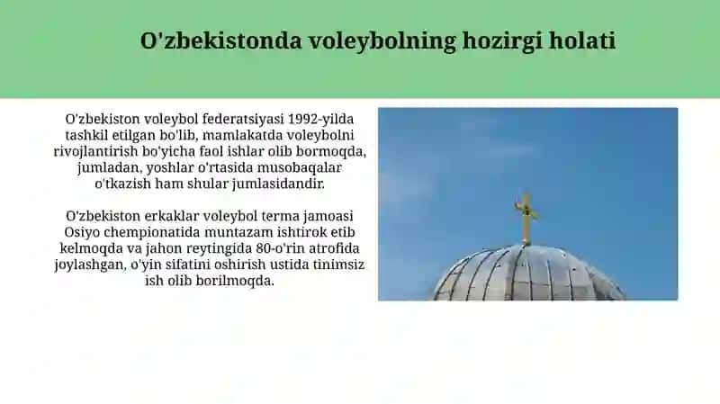 Istiqloldan sōng Ōzbekistonda voleybolni rivojlanishi 4