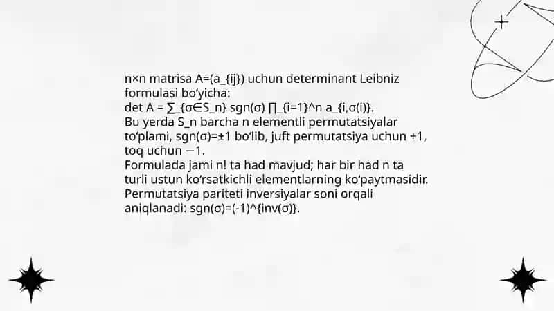 Yuqori tartibli determinant 4