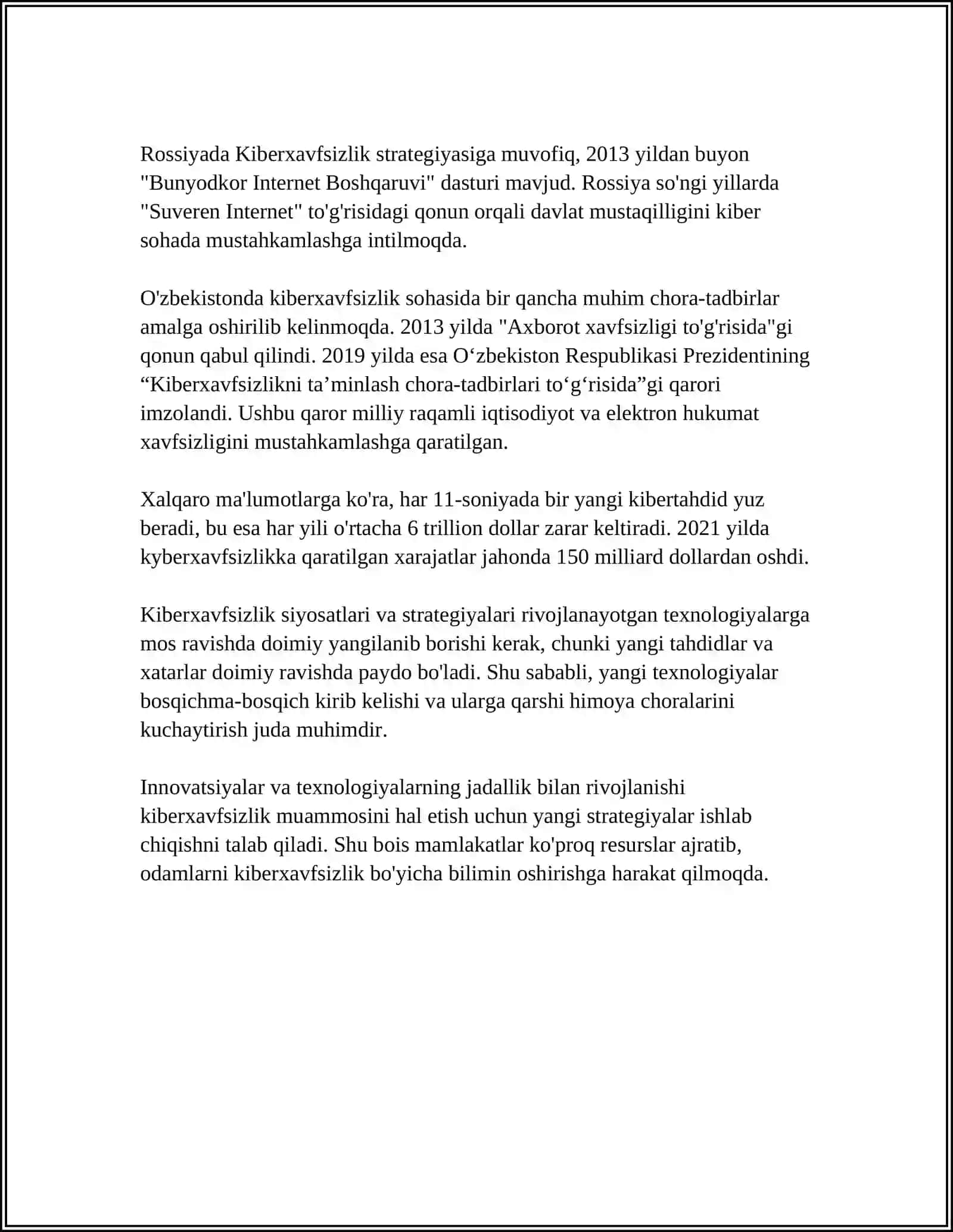 KIBERXUQUQ SOHASIGA OID MILLIY STANDARTLAR 4