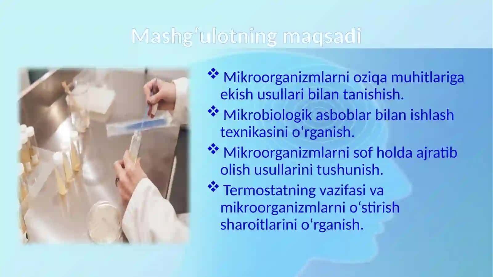 Mikroorganizmlar ekish va sofkulturasini ajratib olish usullari 4