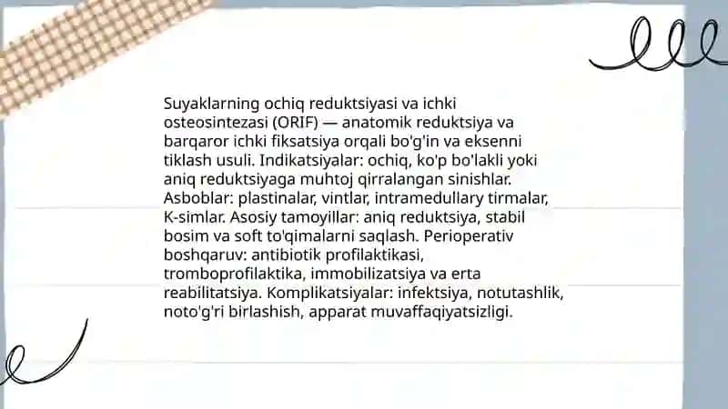 Travmatologik va ortopedik bemorlarni konservativ va operativ davolash va ularning reabilitatsiyasi 4