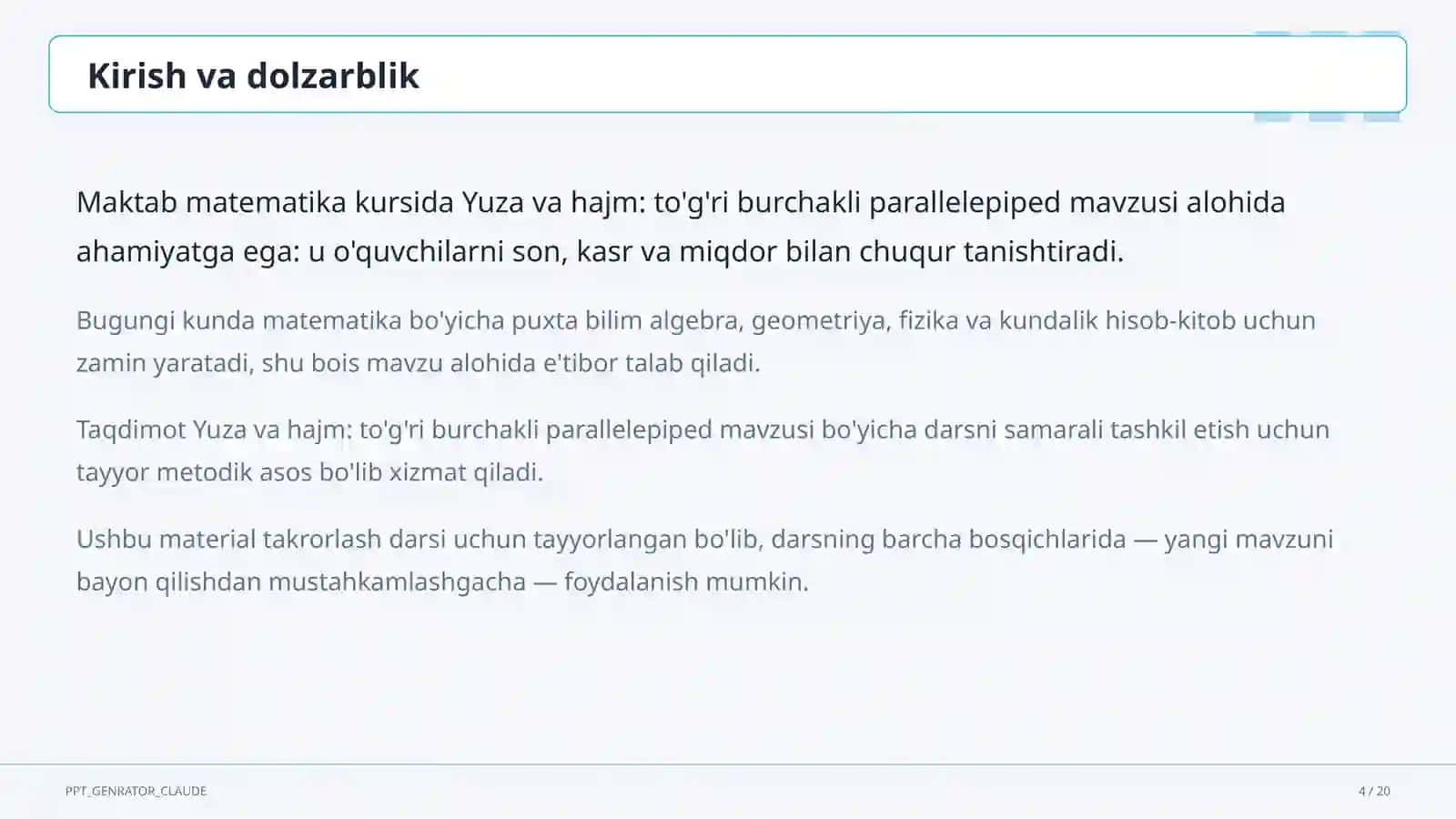 Matematika (5–6) — takrorlash darsi uchun 4
