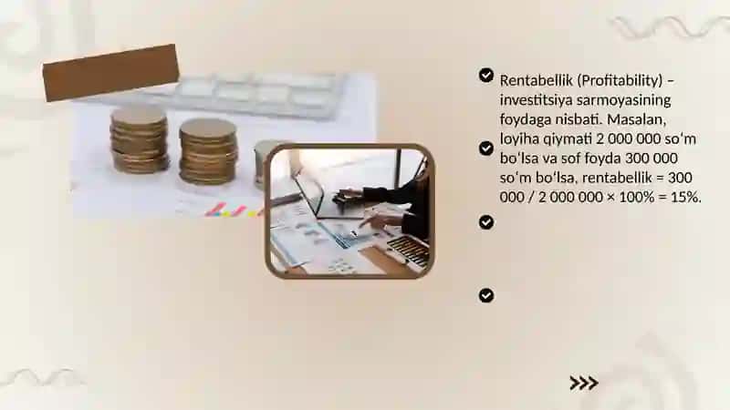 Banklarning investitsiya loyihalarning moliyaviy iqtisodiy samaradorligini baxolash usullari 4