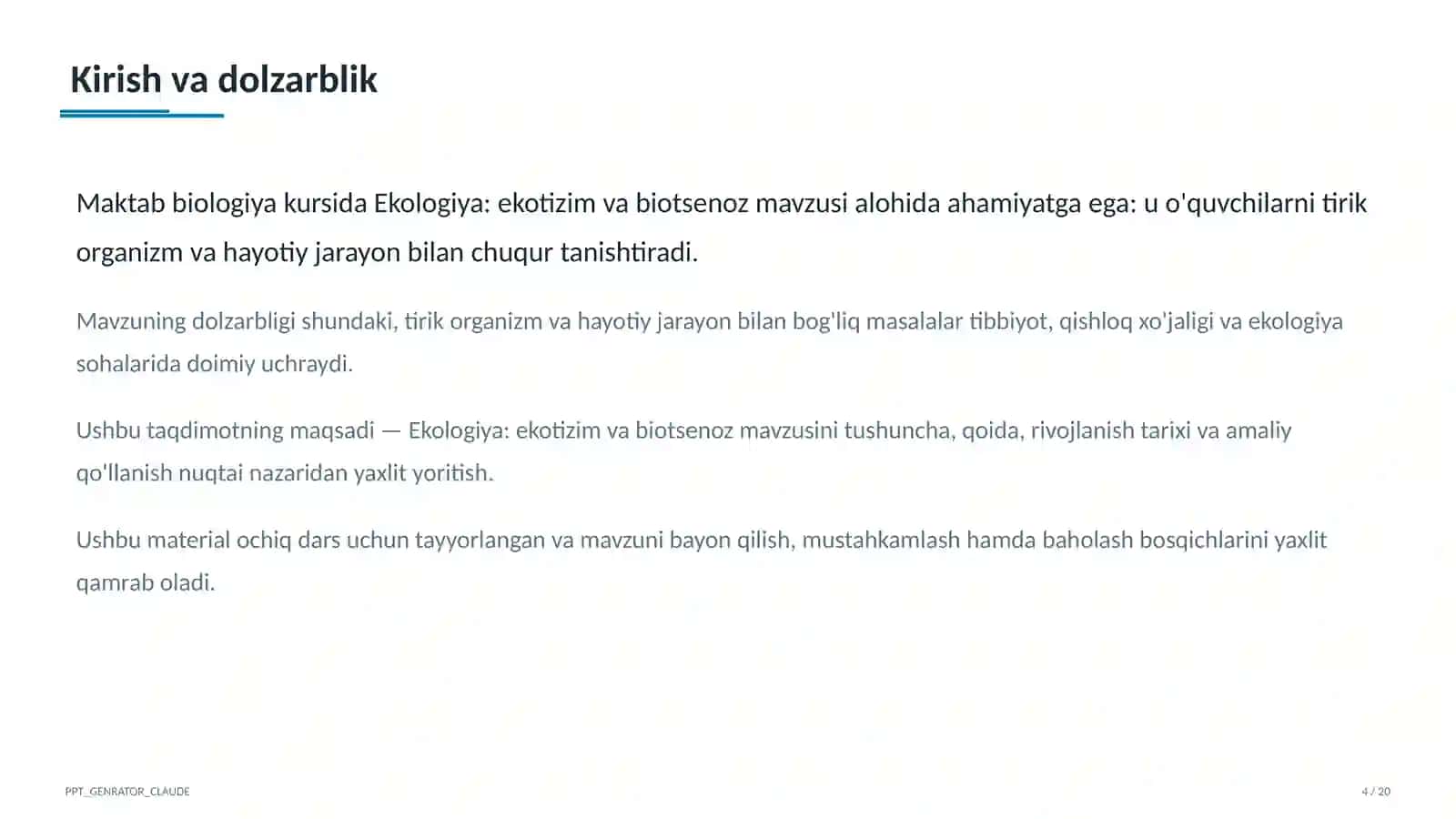 Ekologiya: ekotizim va biotsenoz (10-sinf) 4