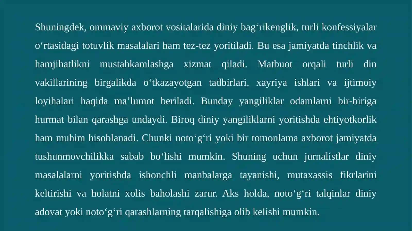 OMMAVIY AXBOROT VOSITALARIDA (MATBUOTDA) YORITILGAN DINGA OID YANGILIKLAR TAHLILI 4