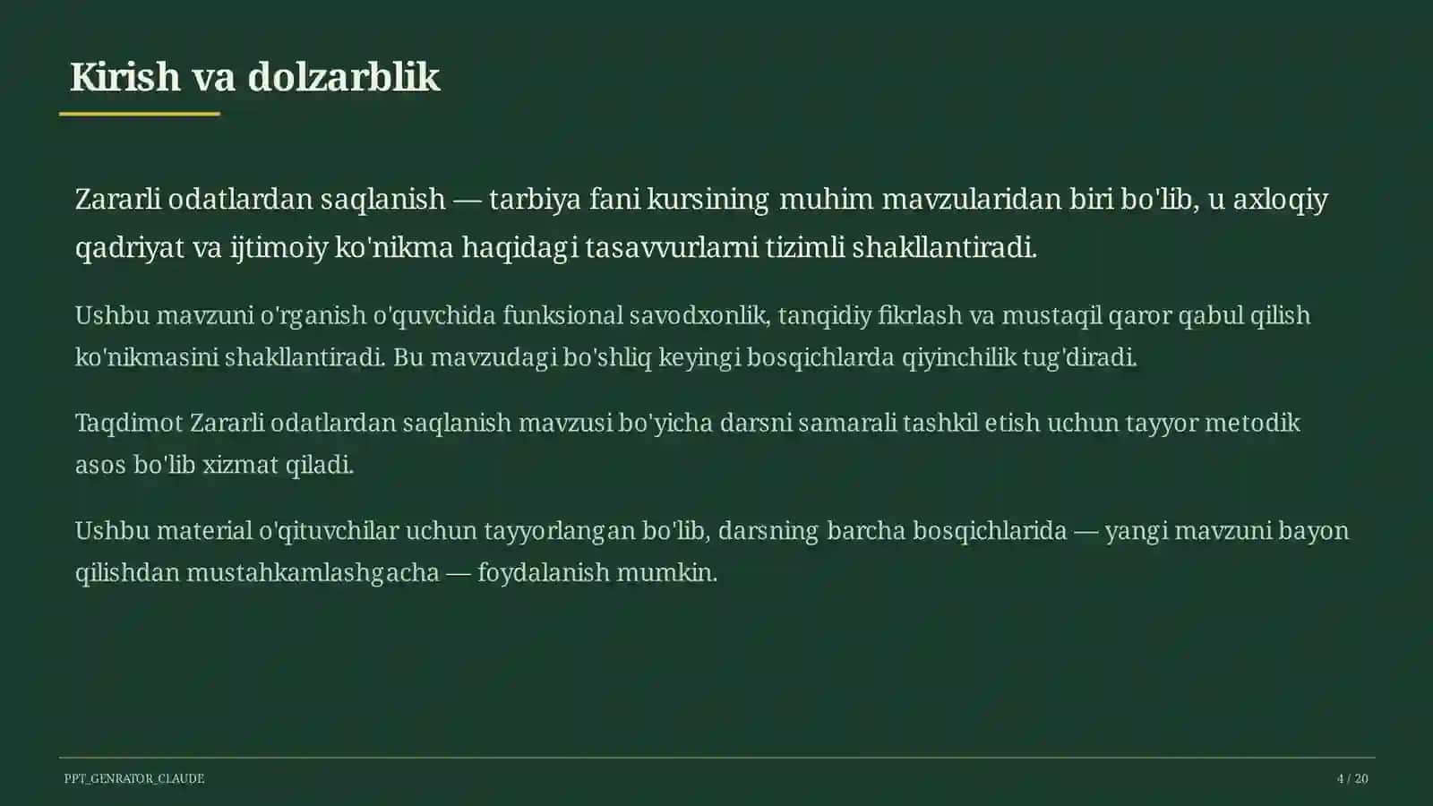 Zararli odatlardan saqlanish (7-sinf) 4