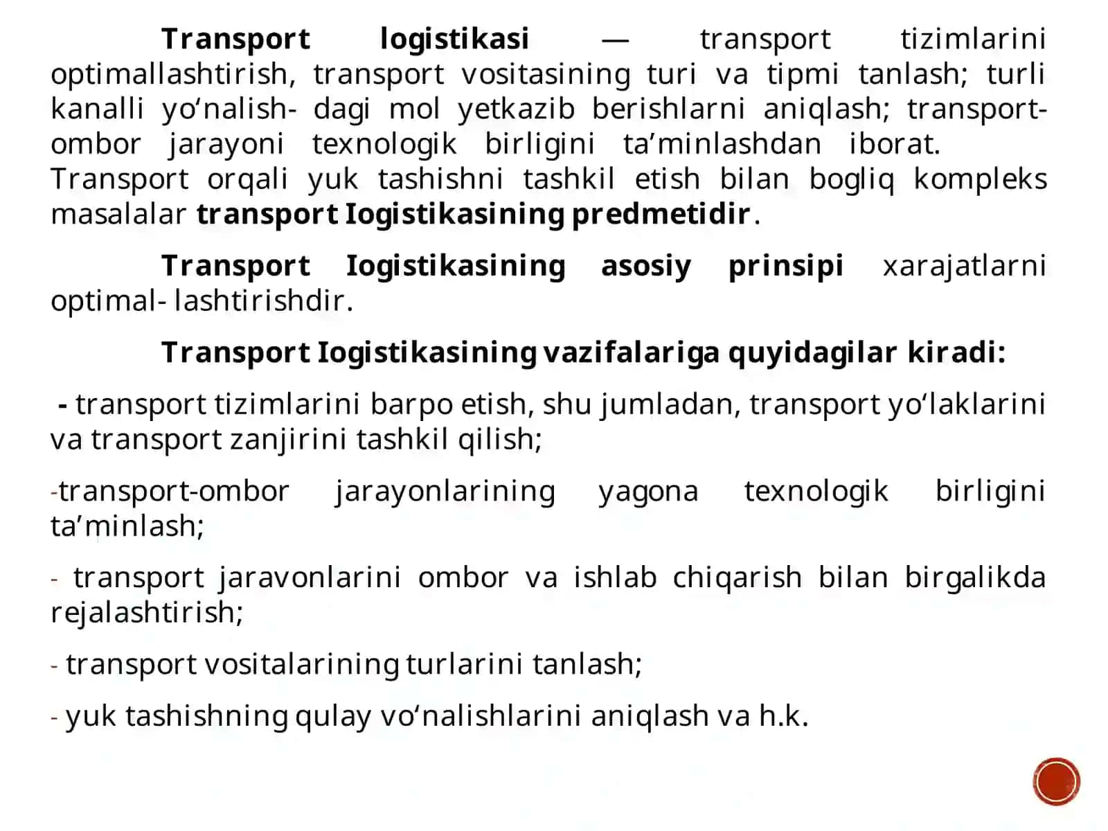 Logistikada transport turlari va vazifalari 4