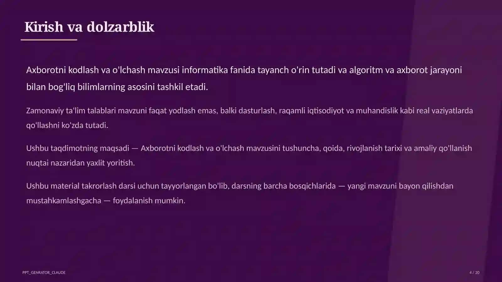 Axborotni kodlash va o'lchash (7-sinf) 4