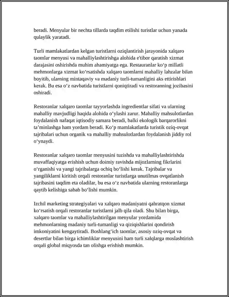 Xalqaro taomlar menyusi va menyuni mahalliylashtirish 4