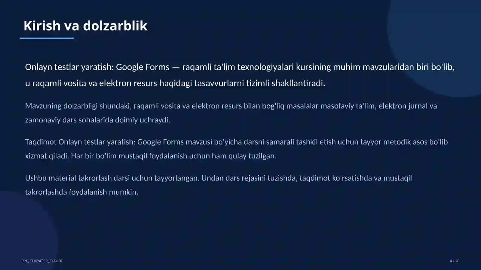 Onlayn testlar yaratish: Google Forms 4