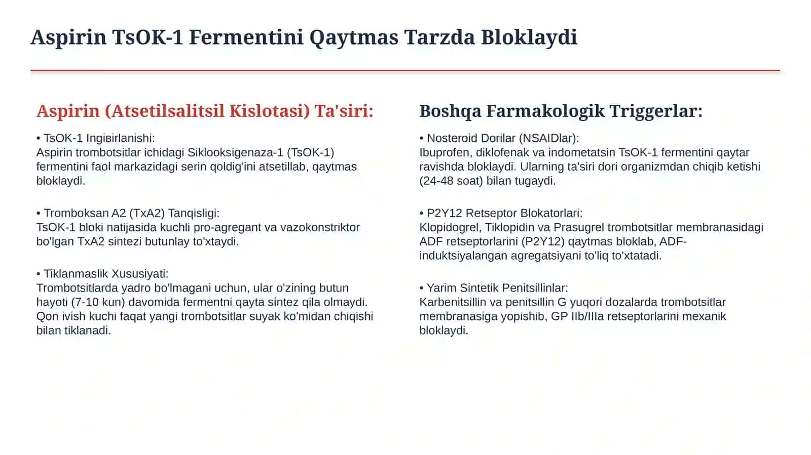 Simptomatik trombotsitopatiyalar — etiologiya, patogenez, klinika, diagnostika va davolash | 15 slay 4