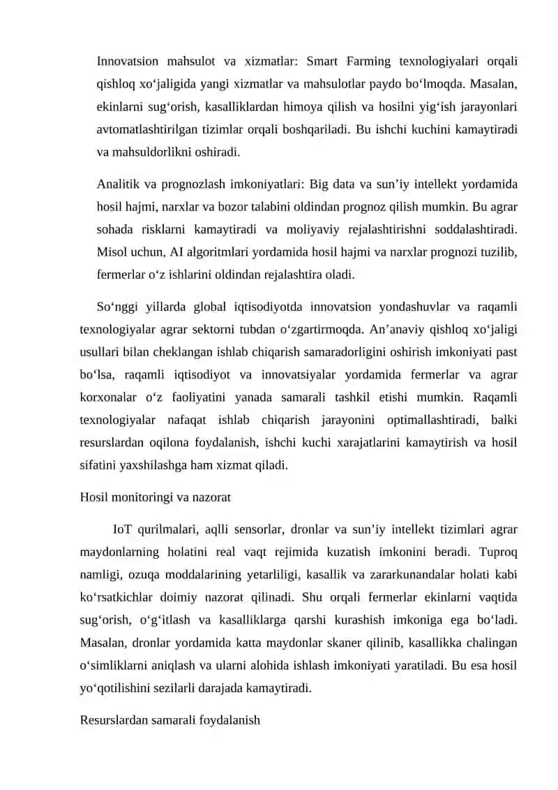INNOVATION RIVAJLANISH VA RAQAMLI IQTISODIYOTGA O‘TISHDA AGRAR MUNOSABATLARNI TAKOMILLASHTIRISH ISTIQBOLLARI 4