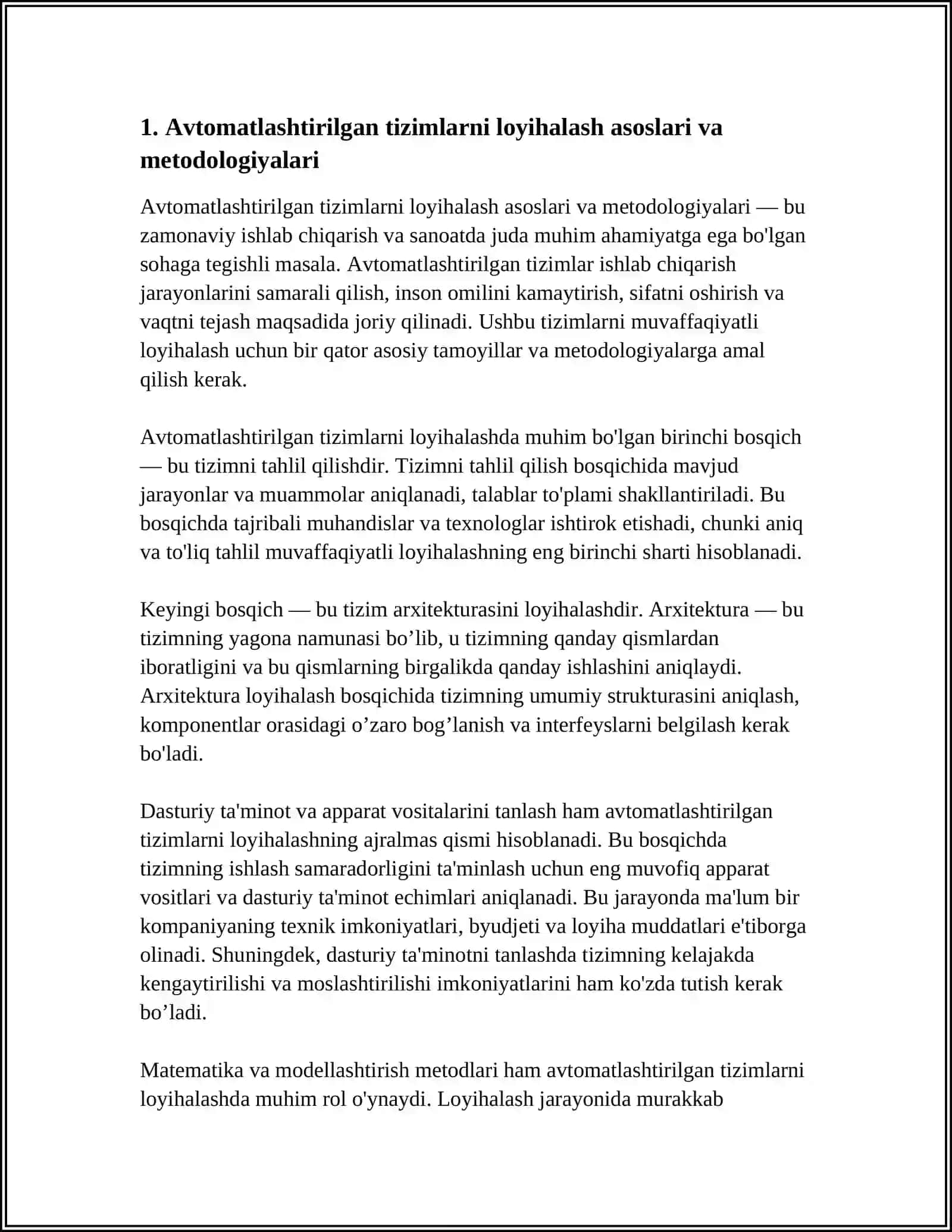 AVTOMATLASHTIRILGAN TIZIMLARNI LOYIHALASHTIRISH 4
