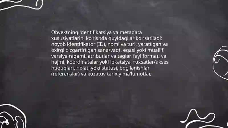 Obyektning xususiyatlari korish 4