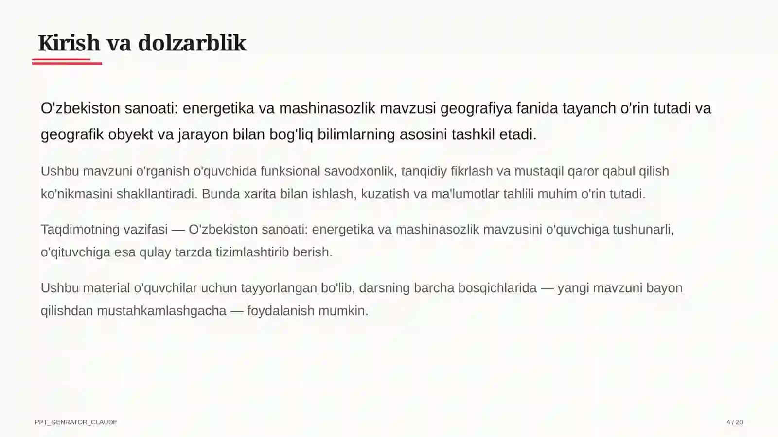 O'zbekiston sanoati: energetika va mashinasozlik (9-sinf) 4