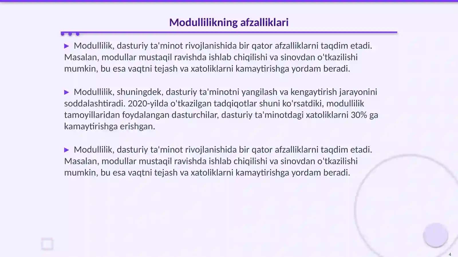 Dekompozitsiya prinsipi (modullilik) 4