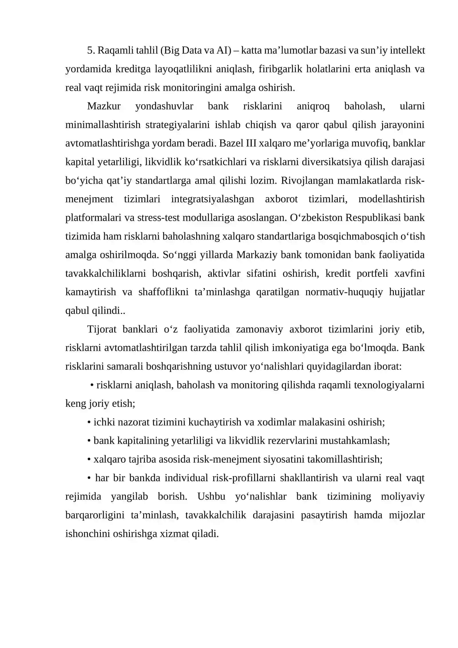BANK TIZIMIDA TAVAKKALCHILIK VA UNI BAHOLASHNING ZAMONAVIY YONDASHUVLARI 4