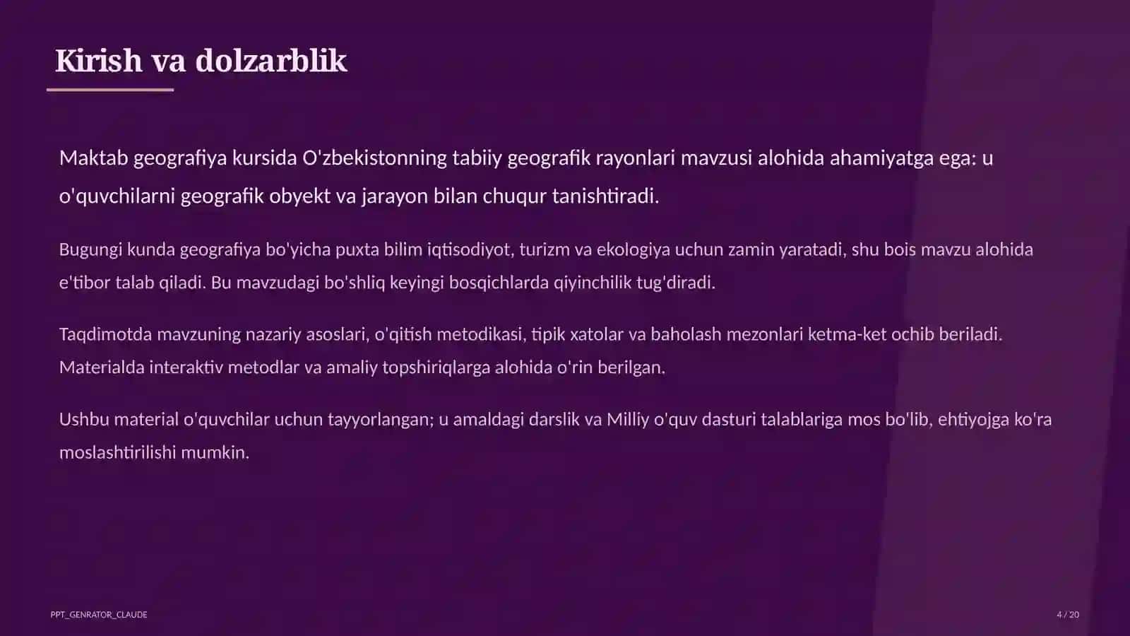 O'zbekistonning tabiiy geografik rayonlari (8-sinf) 4