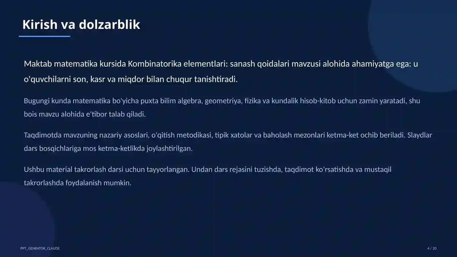 Kombinatorika elementlari: sanash qoidalari (6-sinf) 4