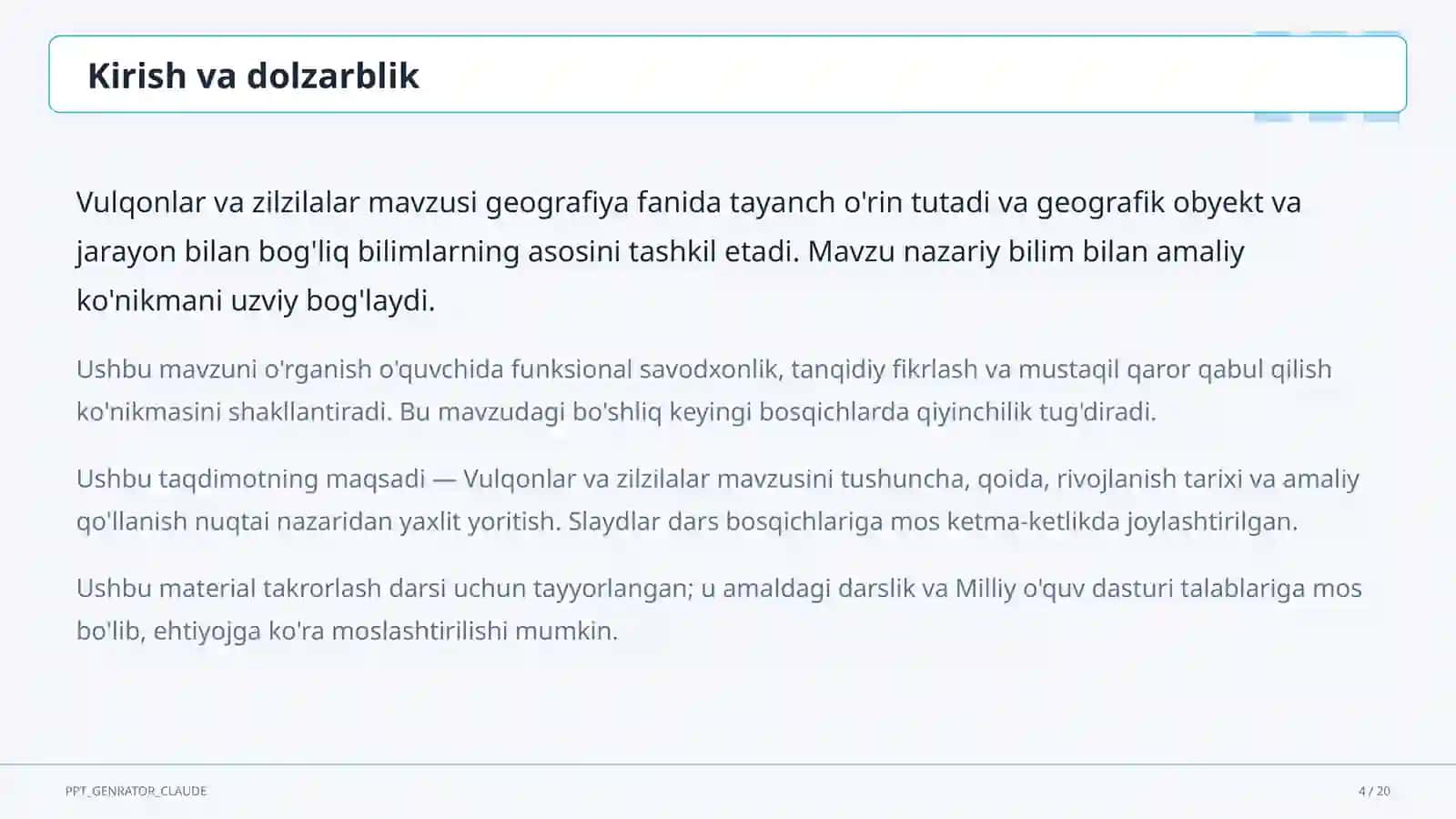 Vulqonlar va zilzilalar (5-sinf) 4