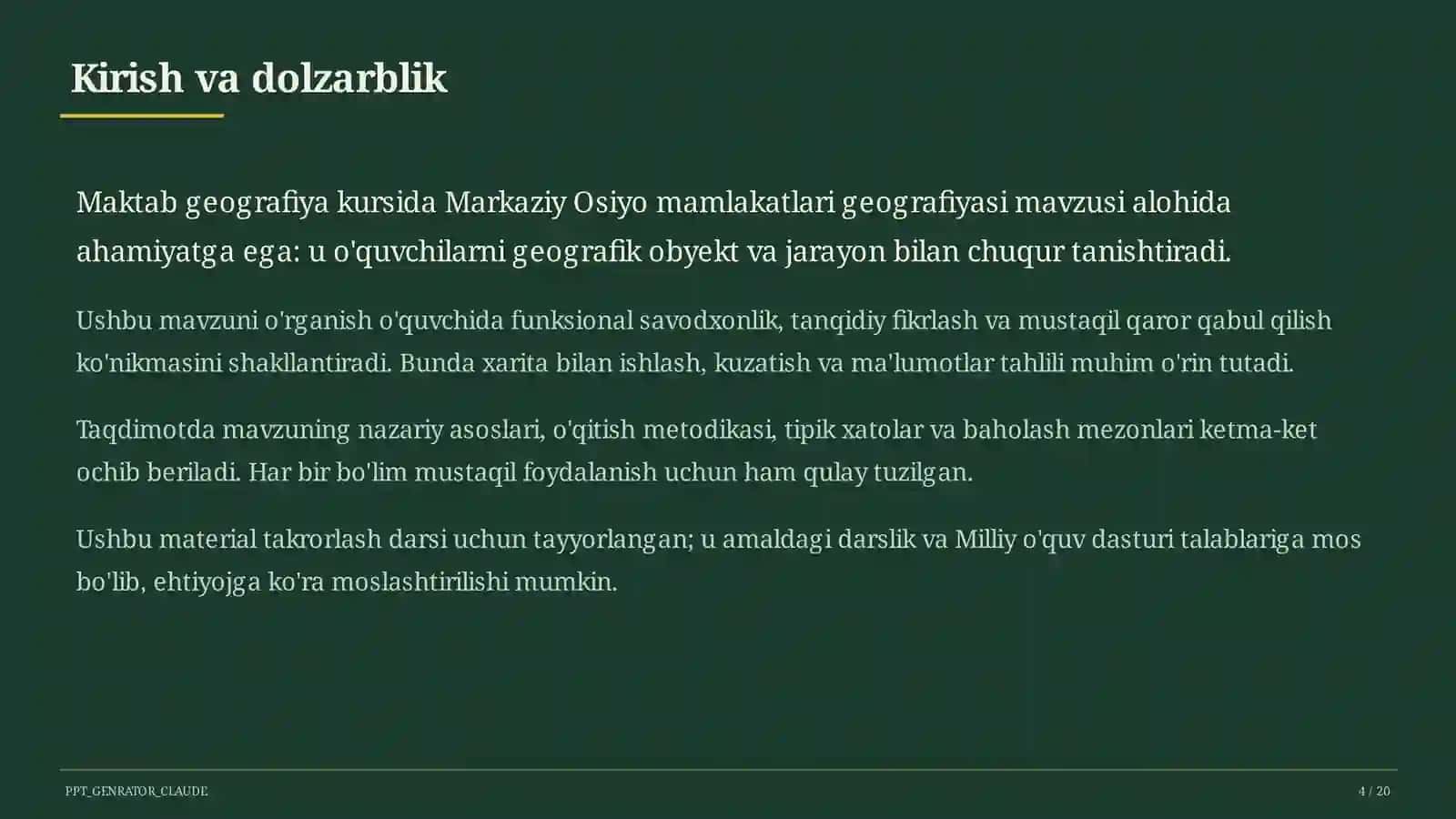 Markaziy Osiyo mamlakatlari geografiyasi (11-sinf) 4